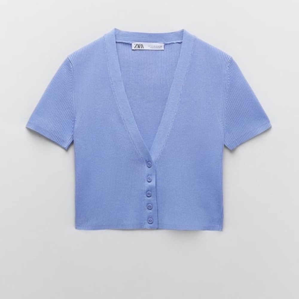 Zara Blue Knit Crop Top